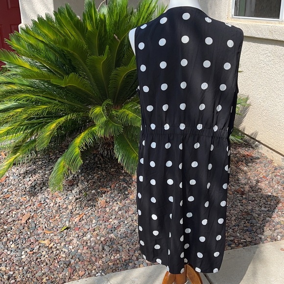 Anthropologie Pleione Black & White Polka Dot Long Vest Duster Size Medium - Picture 4 of 15